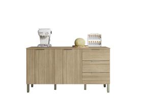 Balcão para Cozinha 1,6m 2 portas 3 gavetas com Tampo Glam Freijó Kits Paraná