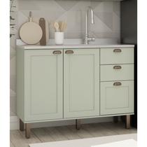 Balcão Para Cozinha 2 Portas 3 Gavetas Provençais sem Tampo Iluminata