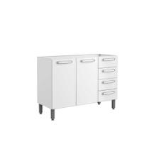 Balcão para Cozinha Bertolini Evidence em Aço 2 Portas e 4 Gavetas Cor Branco