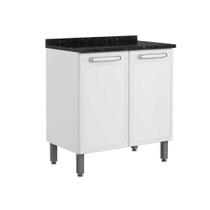 Balcão para Cozinha Bertolini Evidence em Aço com 2 Portas Cor Branco e Preto