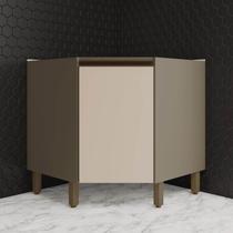 Balcão para Cozinha Canto Oblíquo 1 Porta 100% MDF Aurora Espresso Móveis Marrom/Duna/Cristal