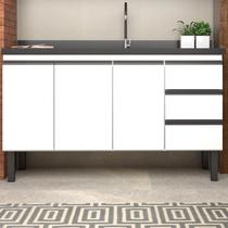 Balcão para Cozinha em Aço 144cm 3 Portas 3 Gavetas Netuno