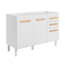 Balcao para Cozinha Intenza 120cm Sem tampo para Pia com 3 Gavetas e 2 Portas