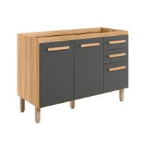 Balcao para Cozinha Intenza 120cm Sem tampo para Pia com 3 Gavetas e 2 Portas Balcao para Cozinha Intenza 120cm Sem tampo para Pia com 3 Gavetas e 2 Portas