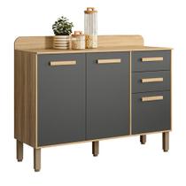 Balcão para Cozinha Maria Flor com 3 Portas e 2 Gavetas