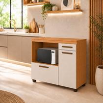 Balcão para Cozinha Tampo MDF 2 Portas 1 Gaveta com Nicho Micro-Ondas Cronos Espresso Móveis Balcão para Cozinha Tampo MDF 2 Portas 1 Gaveta com Nicho Micro-Ondas Cronos Espresso Móveis