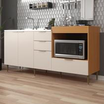 Balcão para e Pia Cooktop 190cm 4 Portas 2 Gaveta Alice