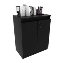 Balcão para Escritório 2 Portas com Chave Preto ME4149 Tecnomobili Balcão para Escritório 2 Portas com Chave Preto ME4149 Tecnomobili