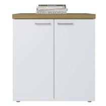 Balcão Para Escritório 2 Portas Pequeno Loke Olmo/branco Balcão Para Escritório 2 Portas Pequeno Loke Olmo/branco