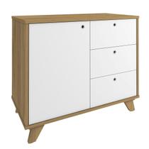 Balcão para Escritório 3 Gavetas 1 Porta Luciano Olmo/Branco Balcão para Escritório 3 Gavetas 1 Porta Luciano Olmo/Branco