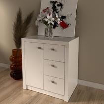 Balcão para Escritório 68cm com 1 Porta e 3 Gavetas MDP Branco Tecnomobili