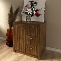 Balcão para Escritório 68cm com 1 Porta e 3 Gavetas MDP Nogal Tecnomobili