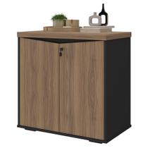 Balcão Para Escritório 74cm 2 Portas Rayly Nogal/Preto A06 - Mpozenato Balcão Para Escritório 74cm 2 Portas Rayly Nogal/Preto A06 - Mpozenato