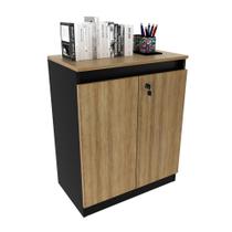 Balcão para Escritório com Chave ME4149 Amêndoa/Preto - Tecno