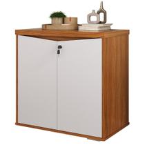 Balcão Para Escritório com Chave Multiuso 2 Portas Unik A02 Freijó Branco - Lyam Decor