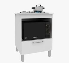 Balcão Para Fogão Cooktop 4 Bocas 1 Porta 1 Nicho Para Microondas e Forno Elétrico 70cm