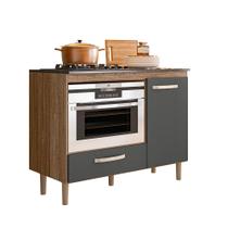 Balcão Para Forno E Cooktop 106 Cm 1 Porta 1 Gaveta Castanho/Cinza-Sete Estrela