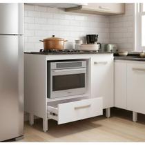 Balcão Para Forno E Cooktop 4 5 Bocas Cozinha Com Gaveta - Branco