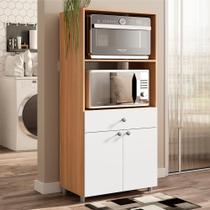Balcão para Forno e Micro-Ondas âmbar 2 Portas 1 Gaveta Freijó/Branco
