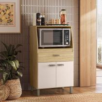 Balcão para Forno e Micro-ondas em MDF 15mm com 1 Gaveta e 2 Portas Amêndoa / Off White