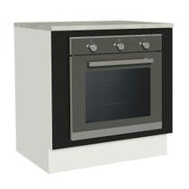 Balcão Para Forno Embutir 80x60cm Com Tampo Branco/Preto