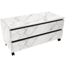 Balcão Para Gabinete De Banheiro 2 Gavetas Com Rodízios Mármore Branco Balcão Para Gabinete De Banheiro 2 Gavetas Com Rodízios Mármore Branco