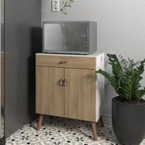 Balcão para Micro Ondas Cozinha com Portas e Gaveta Pés Palito