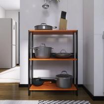 Balcão para micro-ondas ou utensílios de cozinha com 1 prateleira - Preto com Nature