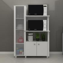 Balcão para Microondas e Armário com 1 Porta de Vidro - Branco