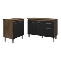 Balcão Para Microondas Ou Forno E Armário Aline 118 Cm Cozinha Gabinete Preto Com Tampo Tampão Balcão Para Microondas Ou Forno E Armário Aline 118 Cm Cozinha Gabinete Preto Com Tampo Tampão