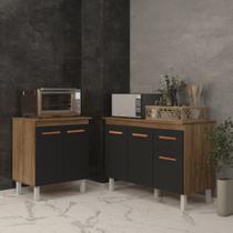 Balcão Para Microondas ou Forno e Armário Aline 118 cm Cozinha Gabinete Savana Preto com Tampo Tampão Savana Balcão Para Microondas ou Forno e Armário Aline 118 cm Cozinha Gabinete Savana Preto com Tampo Tampão Savana