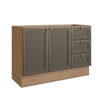 Balcão para Pia 120cm 2 Portas 3 Gavetas Classica