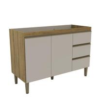 Balcão para Pia 120cm 2 Portas 3 Gavetas Sem Tampo Margarida Cor Mel/Arenas - Mademóvel