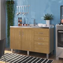 Balcão para Pia 120cm 3 Portas 2 Gavetas Flex