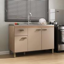 Balcão para Pia 120cm em MDF 15cm 3 Portas e Uma Gaveta Marrom/Champagne/Rosé Balcão para Pia 120cm em MDF 15cm 3 Portas e Uma Gaveta Marrom/Champagne/Rosé