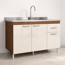 Balcão para Pia 1,20m Armário Multiuso Cozinha Gabinete Sem Tampo - Off White