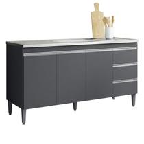 Balcao Para Pia 146 cm 3 Portas Andreia Cinza REAJL Balcao Para Pia 146 cm 3 Portas Andreia Cinza REAJL