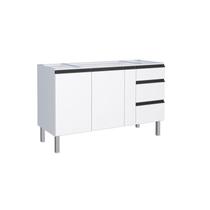 Balcão para Pia 150cm em Aço 2 Portas 3 Gavetas Gaia