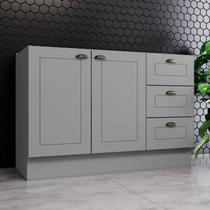 Balcão para Pia 2 Portas 3 Gavetas MDF 120cm Emily Cinza Balcão para Pia 2 Portas 3 Gavetas MDF 120cm Emily Cinza