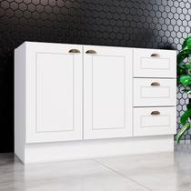 Balcão para Pia 2 Portas 3 Gavetas MDF 120cm Emily Espresso Móveis Branco HP - Henn