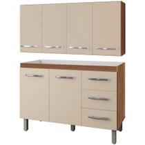 Balcão Para Pia 2 Portas E Armário Aéreo 4 Portas Porto Off White/savana