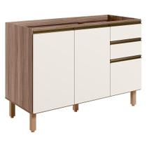 Balcao Para Pia 2p 3g 120cm Mdf Kali Carvalho Nicioli