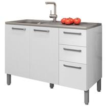 Balcao Para Pia 3P 2G 120 cm Mad Versalhes Branco Supremo KTP