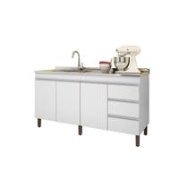 Balcão Para Pia Cozinha 159 Cm Branco 3 Portas 3 Gavetas Peternella