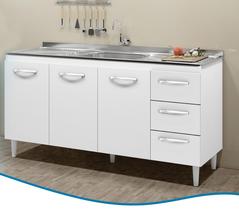 Balcão para Pia/Cozinha 160cm 3 Portas 3 Gavetas VR Moveis