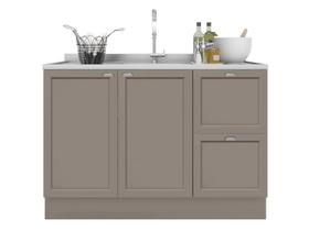 Balcão para Pia Cozinha 2 Portas 2 Gavetas 120cm sem Tampo Unna -Fumê Poliman