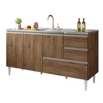 Balcão para pia de 1,60 mt Maceió com gavetão Castanho