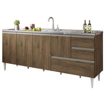 Balcão para pia de 1,80 mt Maceió com gavetão Castanho Puxador Aluminio Balcão para pia de 1,80 mt Maceió com gavetão Castanho Puxador Aluminio