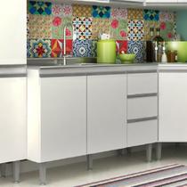 Balcão para Pia de Cozinha 3 Gavetas 2 Portas Athena Branco