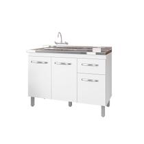 Balcão Para Pia De Cozinha Anita Com 2 Portas e 2 Gavetas Cor Branco Moblis